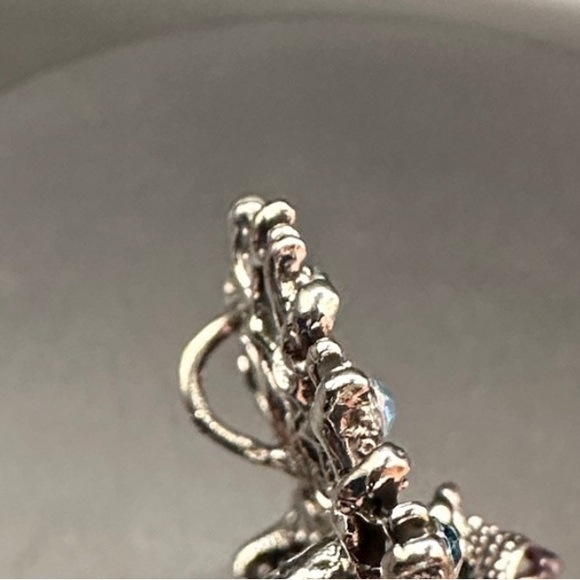 Vintage Peacock Brooch with Blue and Silver Accents - Picture 3 of 10